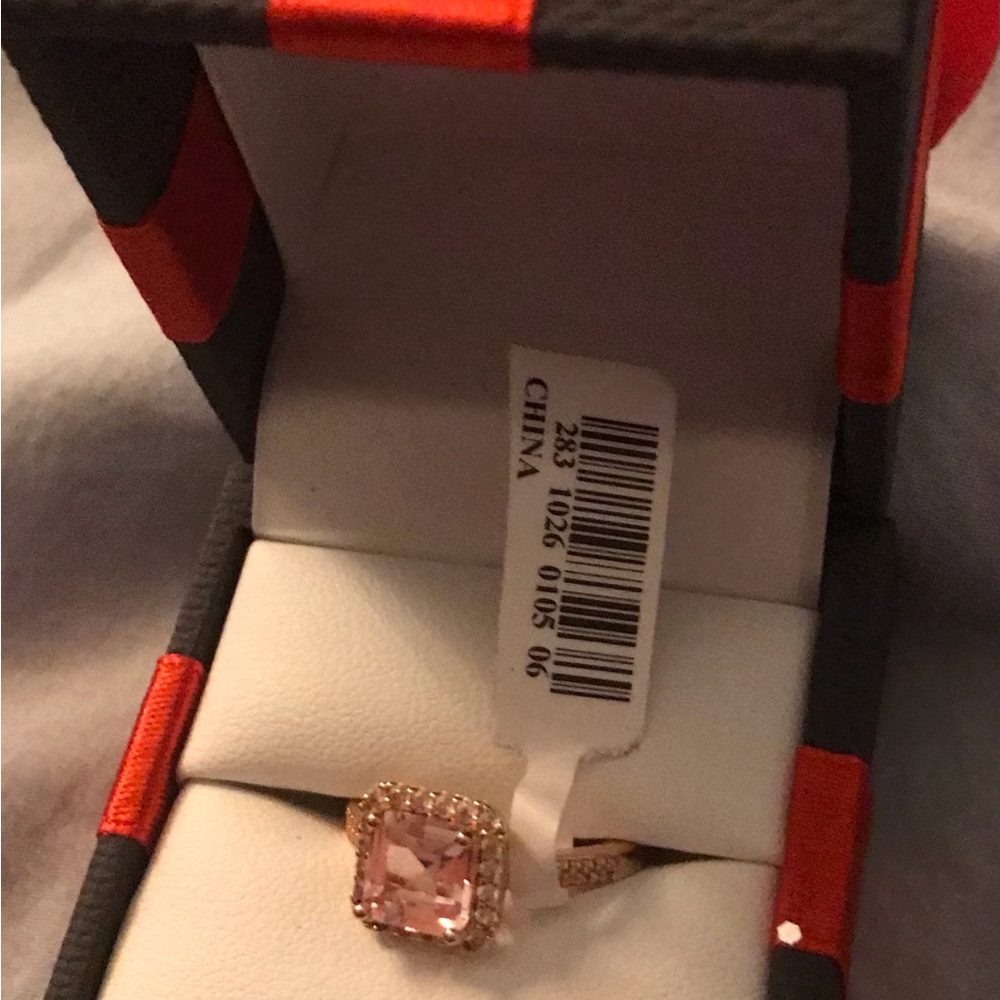 NWT Size 7 Lab Created Champagne and White Sapphire Ring - Rose Gold